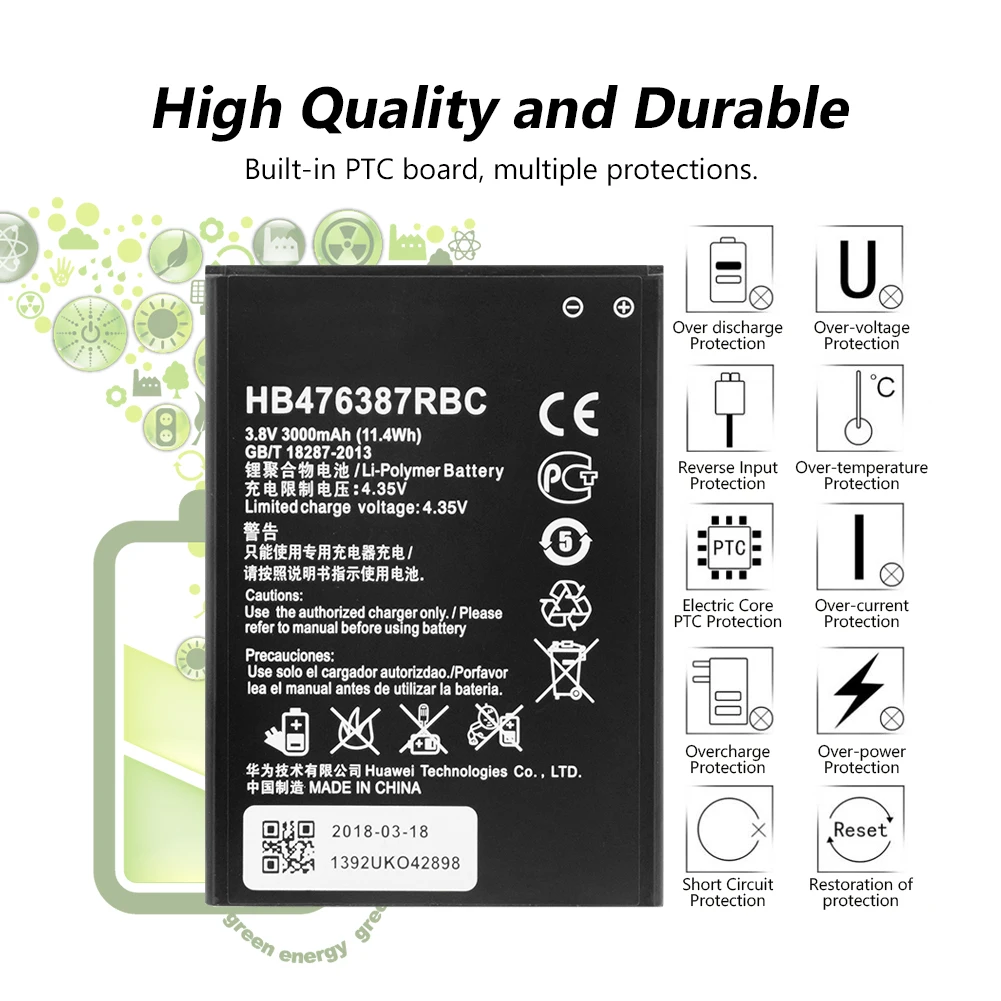 Аккумуляторная батарея HB476387RBC 3000 мАч для телефона Huawei Honor 3X Pro Ascend G750|Аккумуляторы