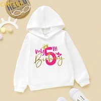 lovely graphic hoodie girl kids winter clothes 3 9th childrens birthday gift cute golden crown print sweatshirt plus velvet out