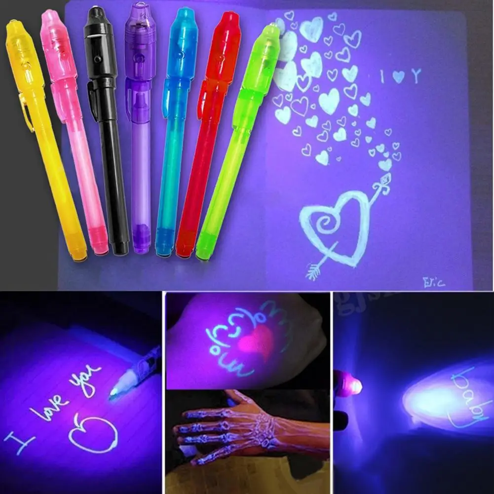 

4Pcs 2 in 1 Luminous Light Pen UV Writing Invisible Ink Marker Kids Drawing Gift