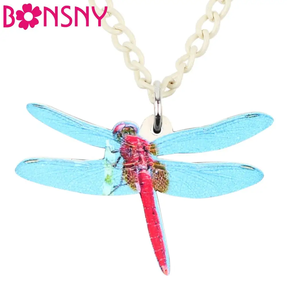 Bonsny акриловое аниме ожерелье со стрекозой чокер кулон милое насекомое ювелирные