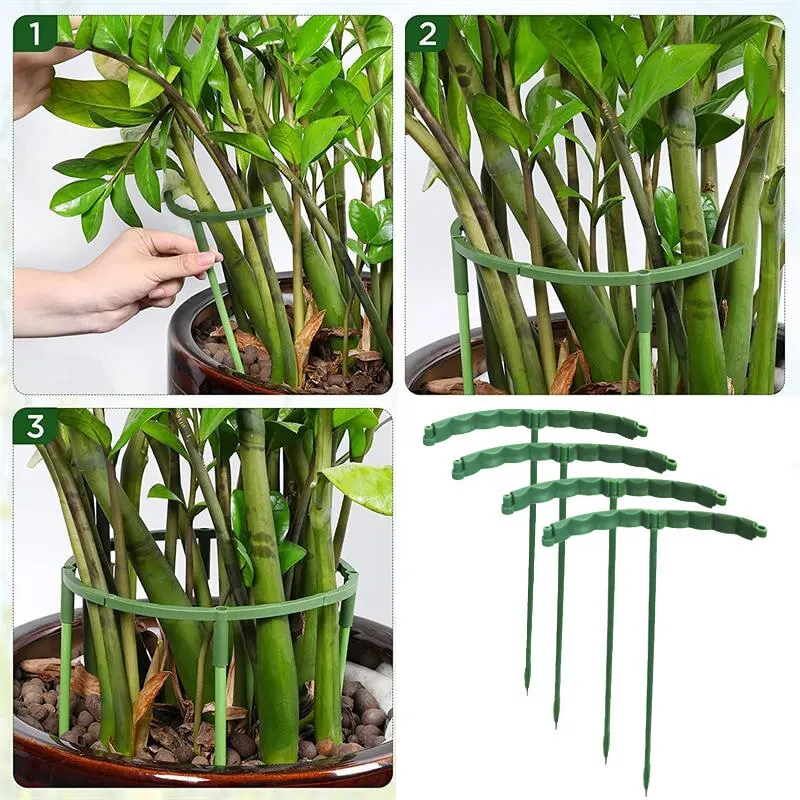 

1 Set Double Layers Plant Support Pile Stand For Flowers Semicircle Plastic Fixing Rod Holder Greenhouses Potted Bonsai Tools