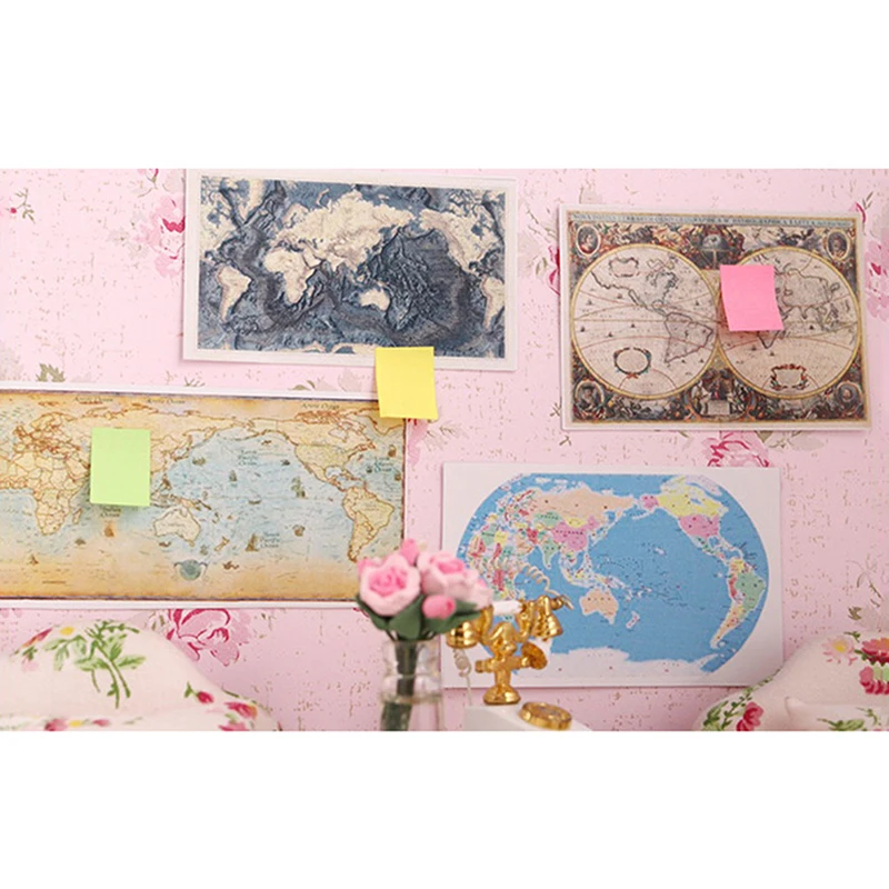 

2 шт. 1/12 кукольный домик Миниатюрные аксессуары Мини карта мира имитация мебели модель игрушки для кукольного дома украшение новое поступле...