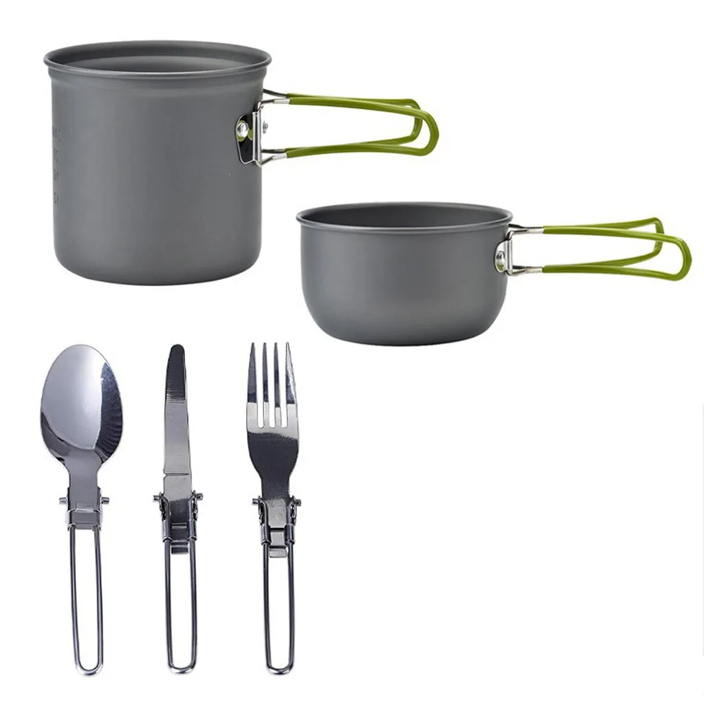 New Outdoor 5pc Portable Camping Pot 1-2 People Wild Picnic Barbecue Tableware Convenient To Carry Good Quality #LR2 | Спорт и