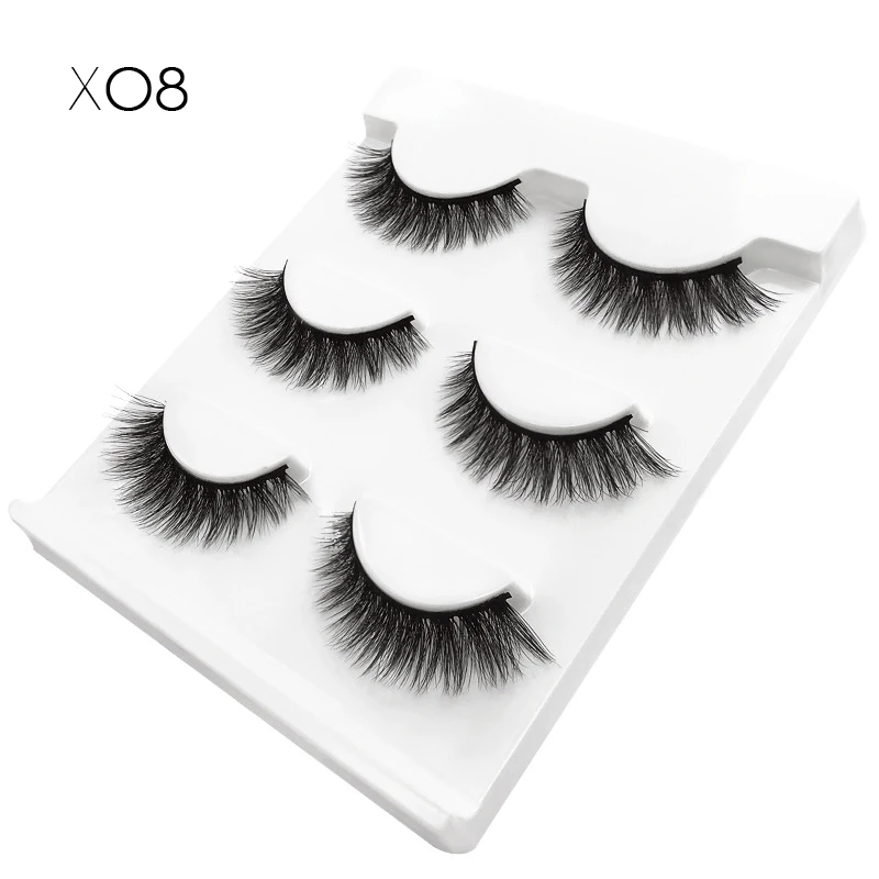 3 пары флязы ресницы 3D норки мех накладные крест накрест ручной работы Ресницы