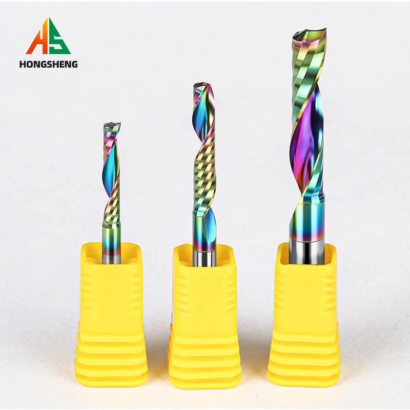 Твердосплавная Концевая фреза с цветным покрытием спиральная одной канавкой для