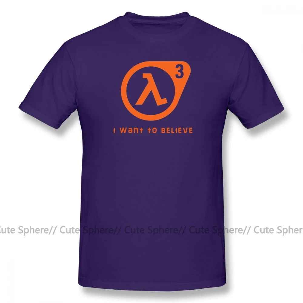 Футболка Half Life 3 футболка с надписью «I Want To Believe» Милая футболка из 100 хлопка Базовая Мужская футболка с короткими рукавами XXX - Цвет: Purple