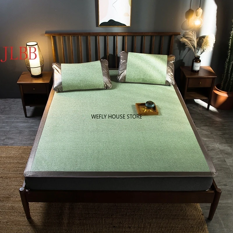 Летний крутой коврик из ротанга однотонный комплект простыней зеленый покрывало