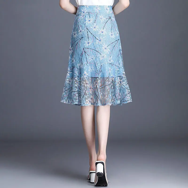 2021 летнее женское Элегантное синее платье с завышенной талией цветочным принтом