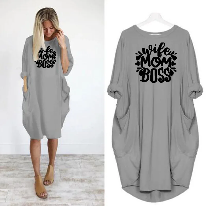 Большой размер для беременных платье осень зима круглый вырез досуг печать