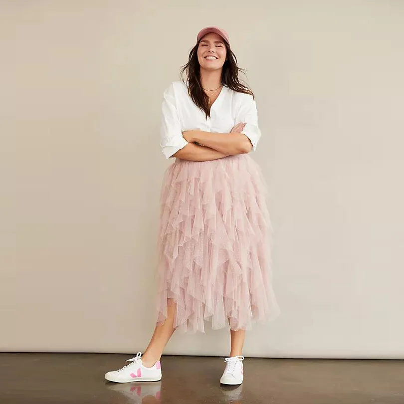 

Light Pink Skirt Elastic Waist Line Pleated Long Skirts Midi Skirt Wave Point Street Style Lush Skrit Vintage Skirts Womens 2021