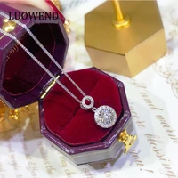 luowend 100 18k white gold pendant necklace real natural diamond necklace for women proposal wedding anniversary