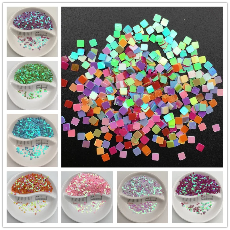 20g 2.5mm Square PVC loose Sequins Glitter Paillettes for Nail Art Manicure, Wedding Confetti,Sequins for Crafts /Ornament