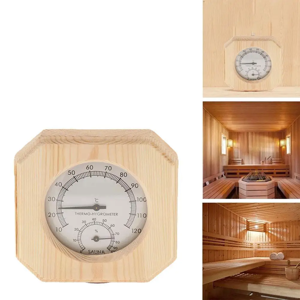 

2in1 Thermometer & Hygrometer Sauna Room Wooden Temperature Sensor Humidity Meter Detector For Sauna Room Decoration