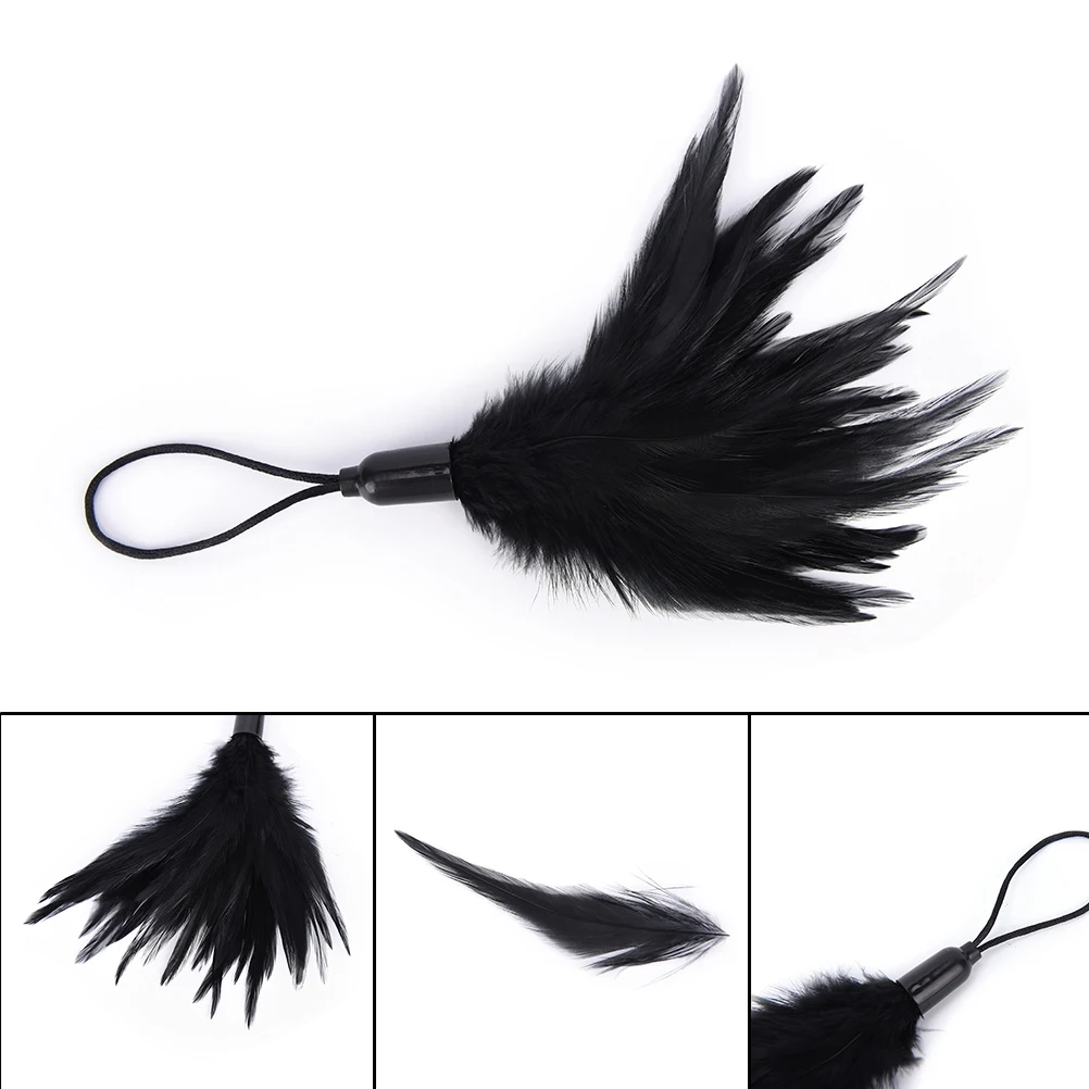 Сексуальные игрушки для пар черные перья БДСМ мягкий кнут флирт релаксация