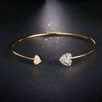 gmgyq new hot sale fashion cost effective heart crystal gold color high quality adjustable bangles for women gift