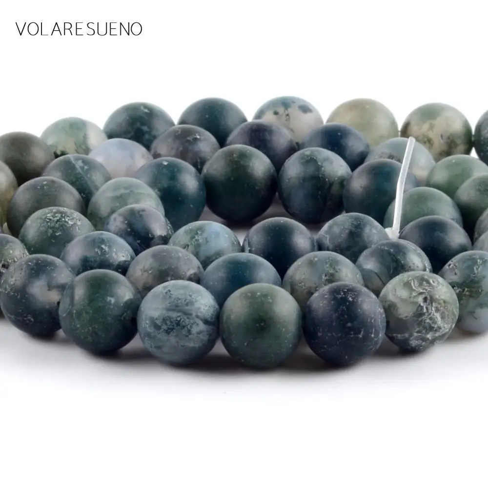 Натуральный Матовый полировка моховые Агаты Оникс Камень круглые бусины Spacer