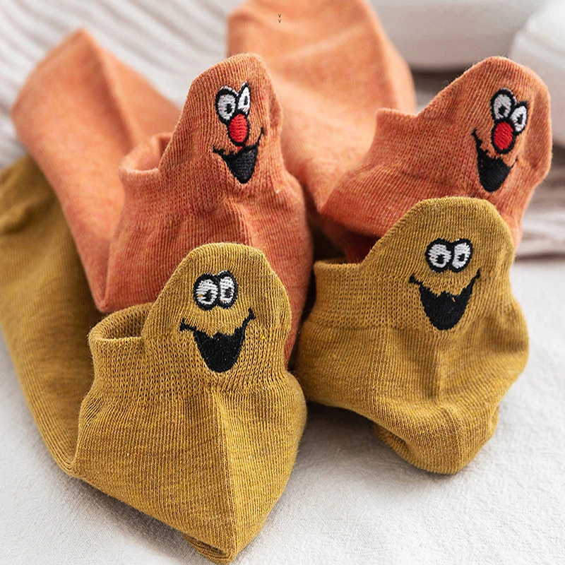 10 Pair Pack Socks Woman Short Kawaii Cute Happy Ankle Socks Set Cartoon Funny Cotton Harajuku Korean Women Socks Calcetines