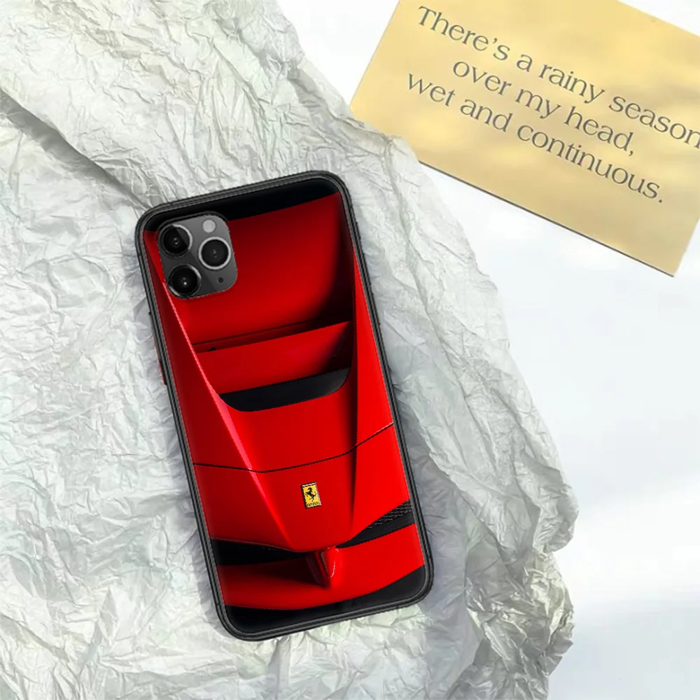 

Sports Car Ferrari Phone Case For Iphone 11 12 Mini PRO XR X XS MAX 6 6s 7 8 Plus 4 5 5s SE 2020 black Bumper Pretty Waterproof