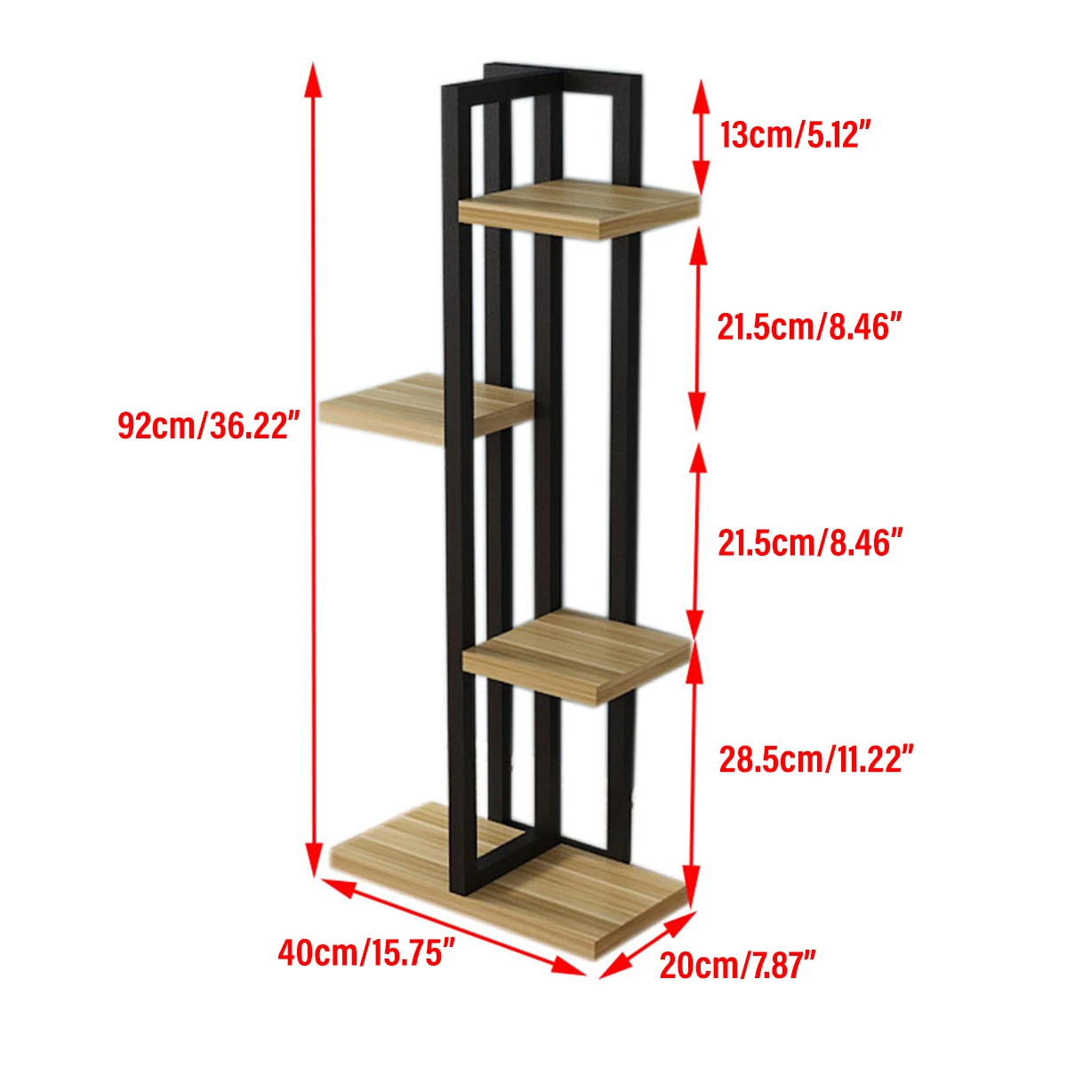 

4 Layers Flower Stand Wooden Metal Pot Plant Display Shelves Floor Standing Planter Pot Trays Flower Pot Rack Garden Home Decor