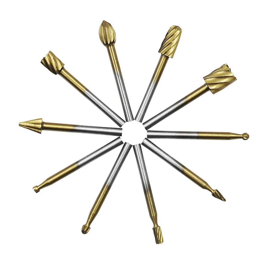 

10 Piece Set Dremel titanium alloy rotary cutting machine, wood carving rotary file, carving knife cutting tool