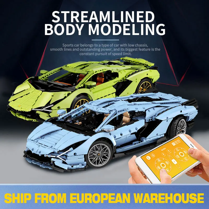 В наличии MOC Lamborghinis Aventador Sian FKP 37 автомобиль RC модель родстера функция питания