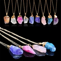 fashion pendant crystal quartz natural stone chakra necklace healing reiki for women creative gift