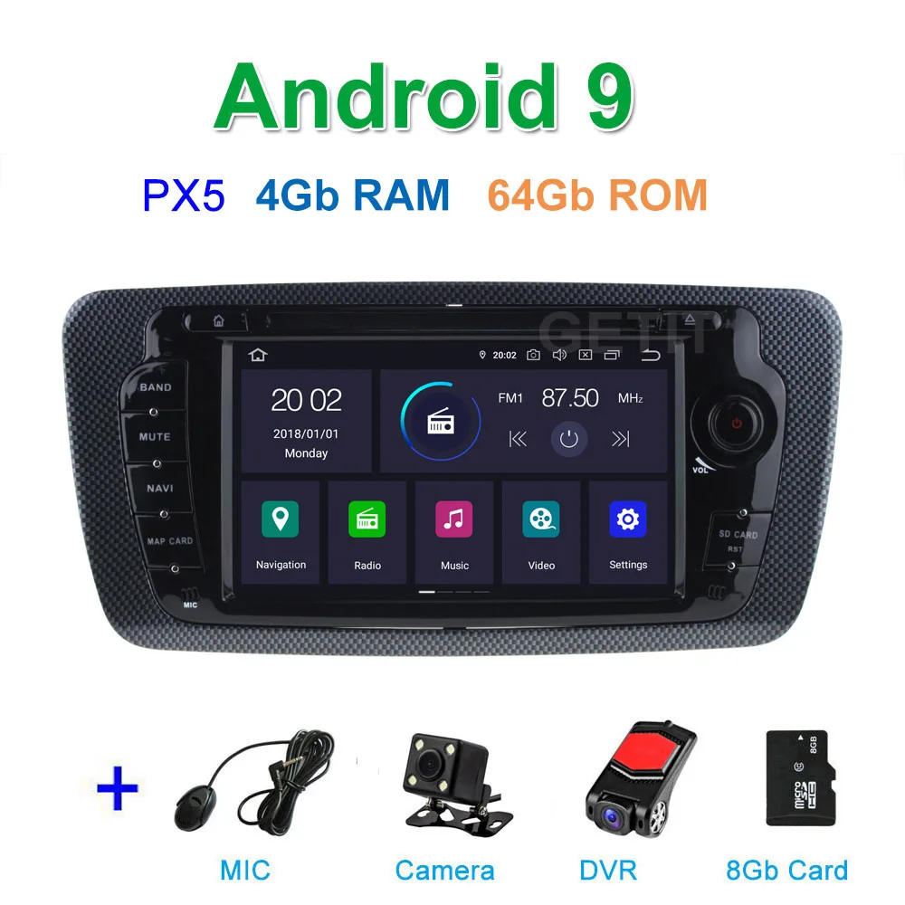 PX5 4G CAM DVR SD PX6 DSP Android 9 Автомобильный DVD стерео плеер gps для сиденья Ibiza 2009-2013 с радио WiFi BT - Цвет: PX5 4G CAM DVR SD