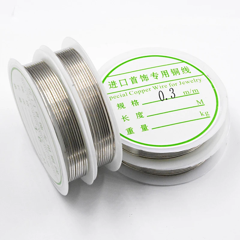0,25/0,3/0,4/0,5/0,6/0,7/0,8/1 мм 1 рулон сплав шнур Серебряный ремесло бусины Веревка медные провода Бисероплетение проволока - Цвет: silver-0.3mm-15M