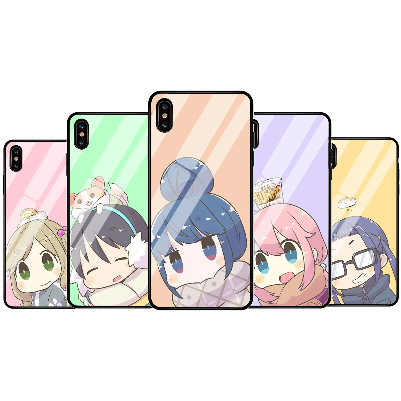 

Laid-Back Yuru Camp Rin Shima Nadeshiko Glass Phone Case Cover For iphone X XR XS 11 12 Pro For Samsung Galaxy