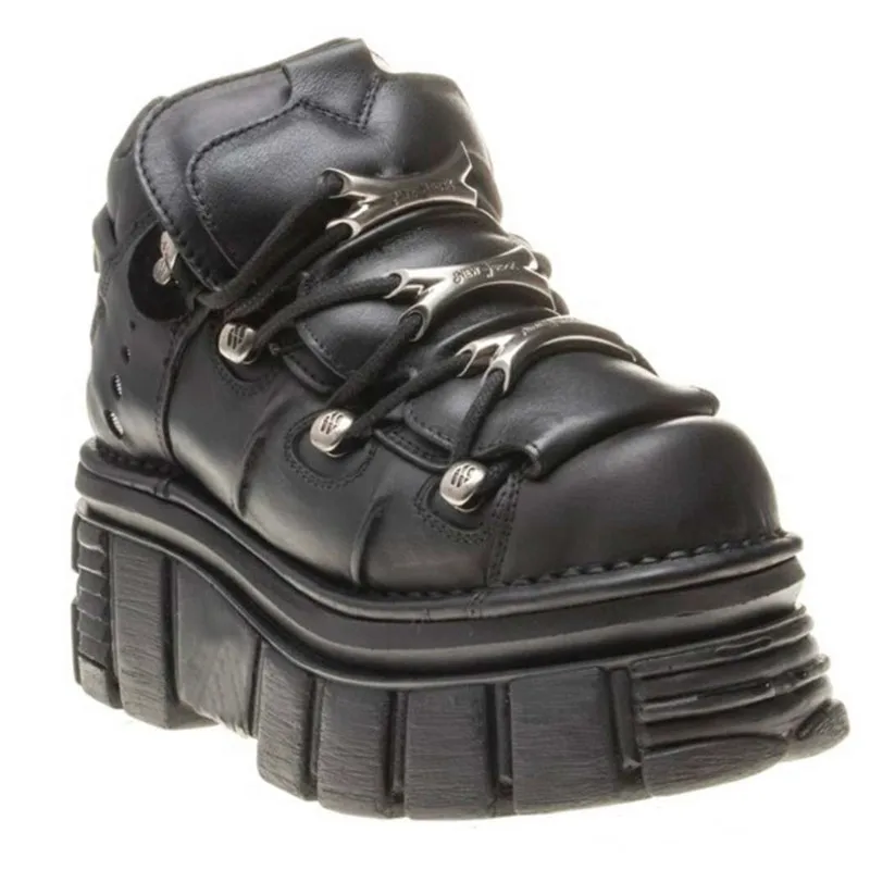 Ботинки мартинсы на толстой подошве для девочек Черные ботильоны в стиле панк