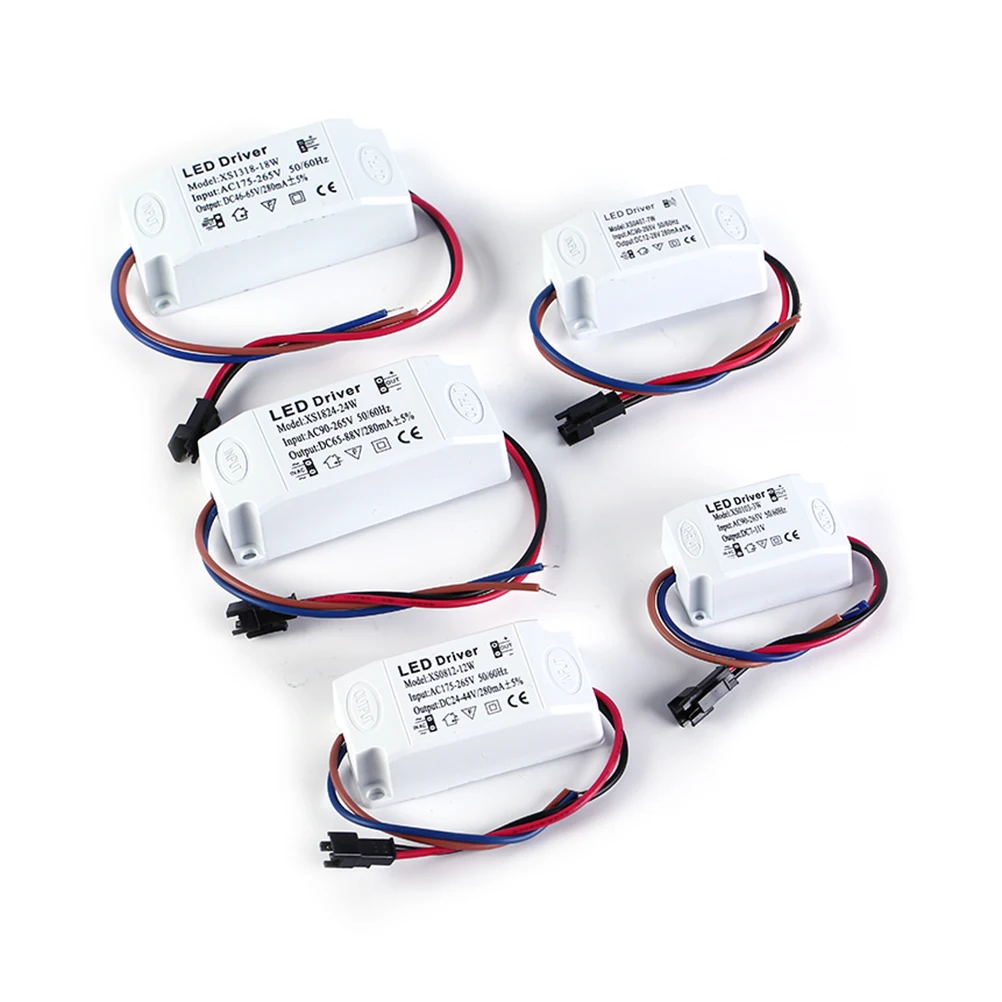 

LED Constant Driver 1-3W 4-7W 8-12W 13-18W 18-24W 280mA Power Supply Light Transformers For LED Downlight Lighting AC90-256V