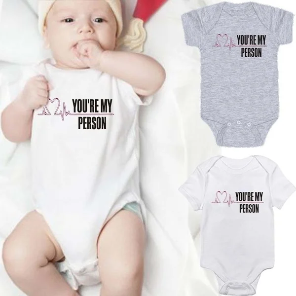 

You'Re My Person Greys Heartbeat Baby GirlBaby Boy Baby Shower Gift Grey'S Fashion Unisex Jumpsuit Casual Wear Drop Ship