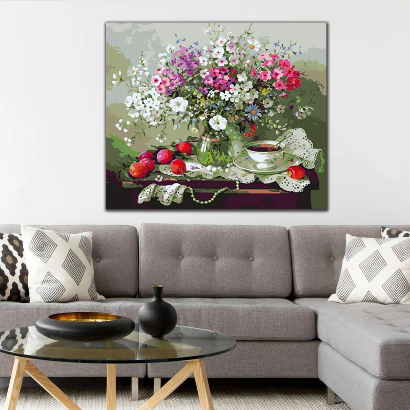 DIY картинки для раскраски по номерам с цветочной картинкой рисунок Рельеф