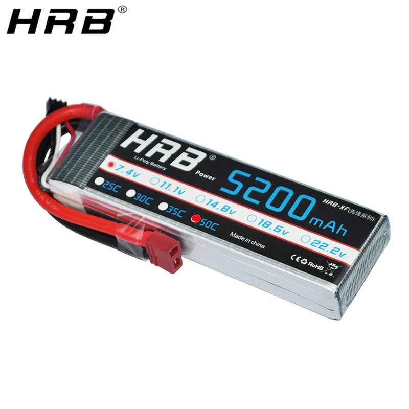 Литий полимерный аккумулятор HRB 2S 7 4 В 5200 мАч XT60 T Deans EC3 EC5 XT90 TRX для гоночных багги