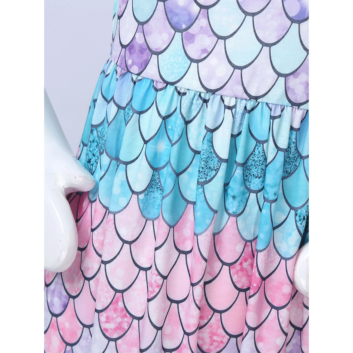 Детское летнее платье принцессы для девочек Платье русалки с короткими пышными