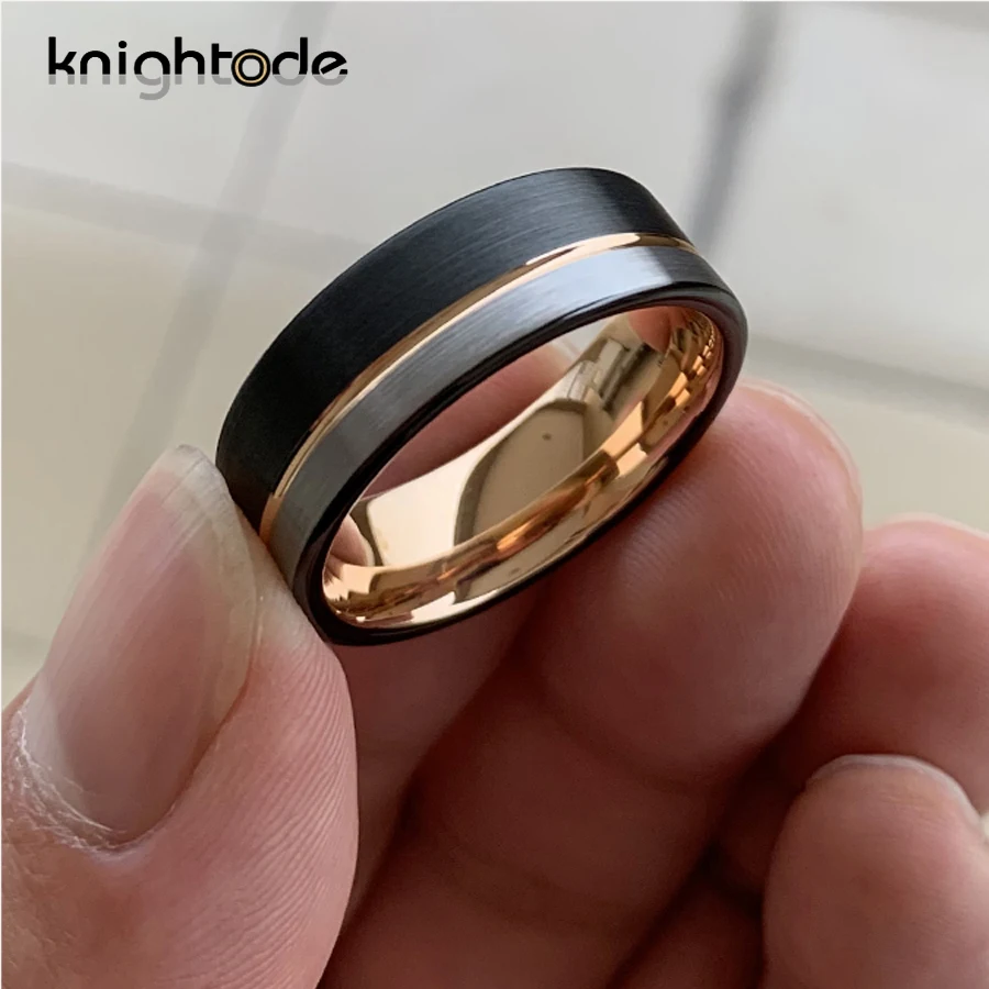 8 мм для мужчин и женщин вольфрамовые карбидные кольца плоское Черное