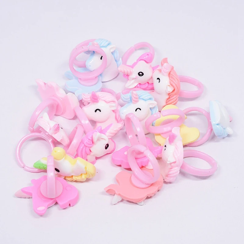 20 шт./лот милые животные Единорог Лошадь Открытые детские кольца для детей