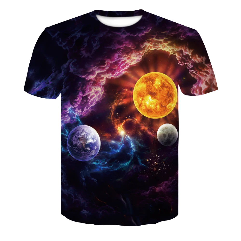 

2021 New Starry Sky 3d Printed t shirt Men Summer Casual Man's T shirt Tops Tees Funny T shirt Streetwear Street Men's T shirt
