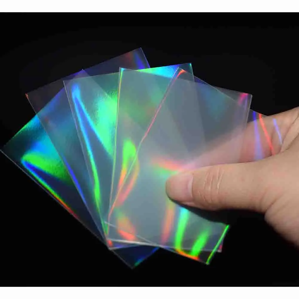 

100Pcs Tarot Rainbow Foil YGO Transparent Laser Clear Sleeves Korea Idol Photo Holographic Protector Trading Cards Shield Cover