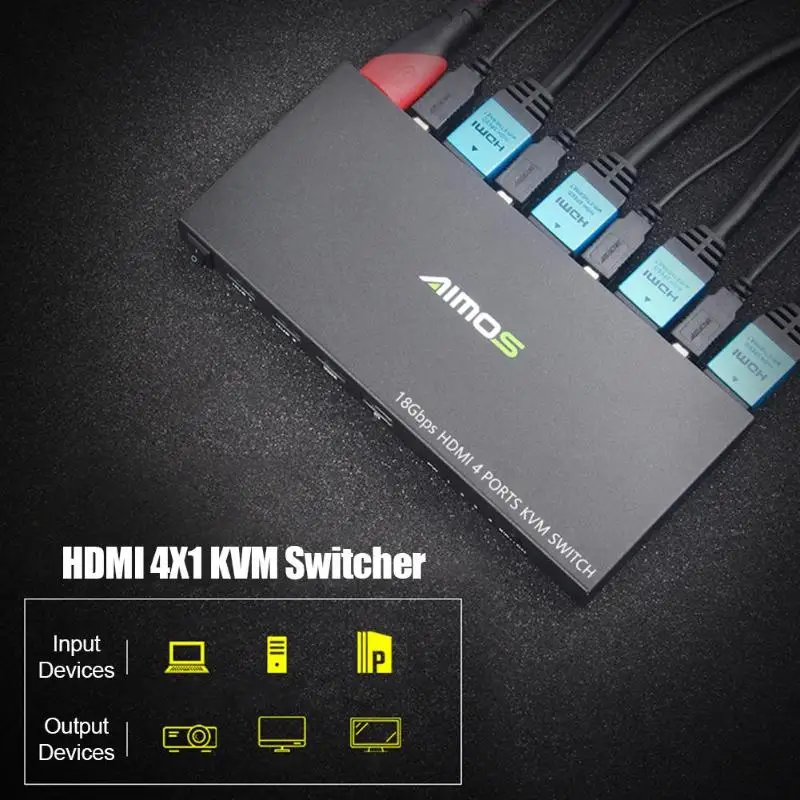 Новинка 4 порта HDMI совместимый KVM коммутатор в 1 выход USB переключатель сплиттер