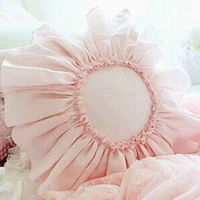 south korea beige pink pleated flower petals lotus leaf edge pillow cushion sofa pillow including core