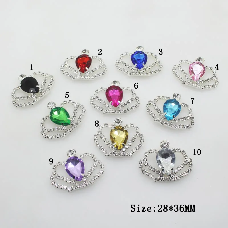 Mix Color YWXINXI прямые продажи 10 шт/Лот 28*36 мм Стразы Корона Ремесло Украшение материал DIY свадебное украшение пряжка - Цвет: Mix Color