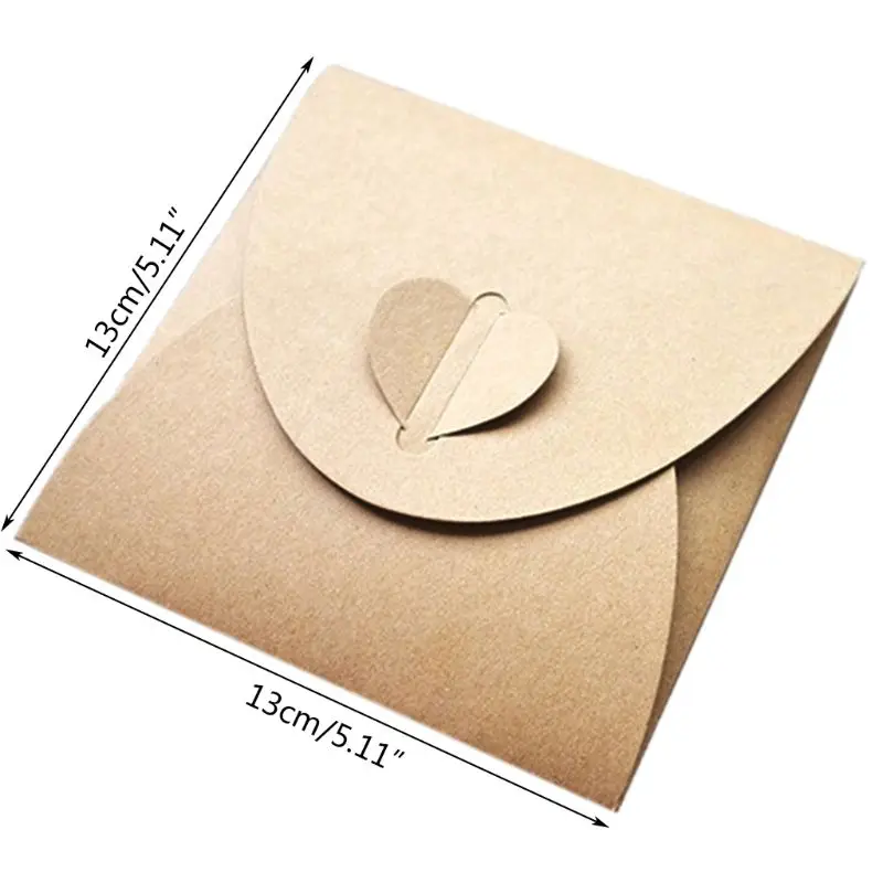 

50pcs 13x13cm Heart Kraft Paper Case Bag Sleeves Discs DVD Packaging Bag B