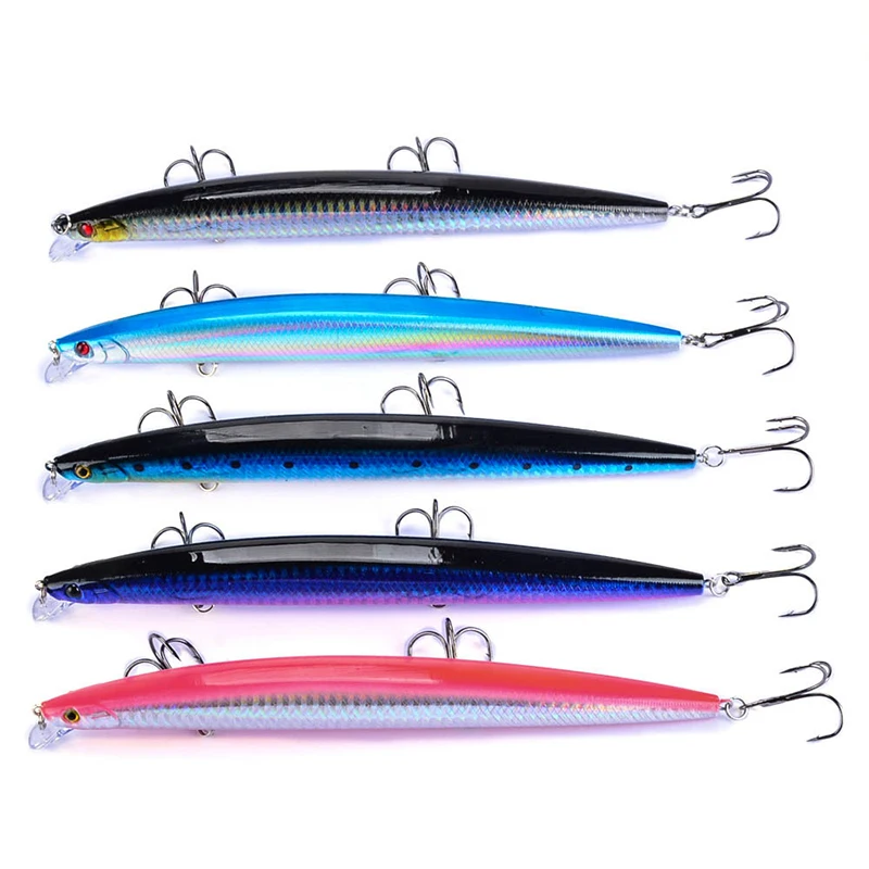 

1pcs 18cm 24g Big Long Fish Minnow Sea Fishing Lure Bait 3D Eyes Strong Hooks Lures For Sea Fishing