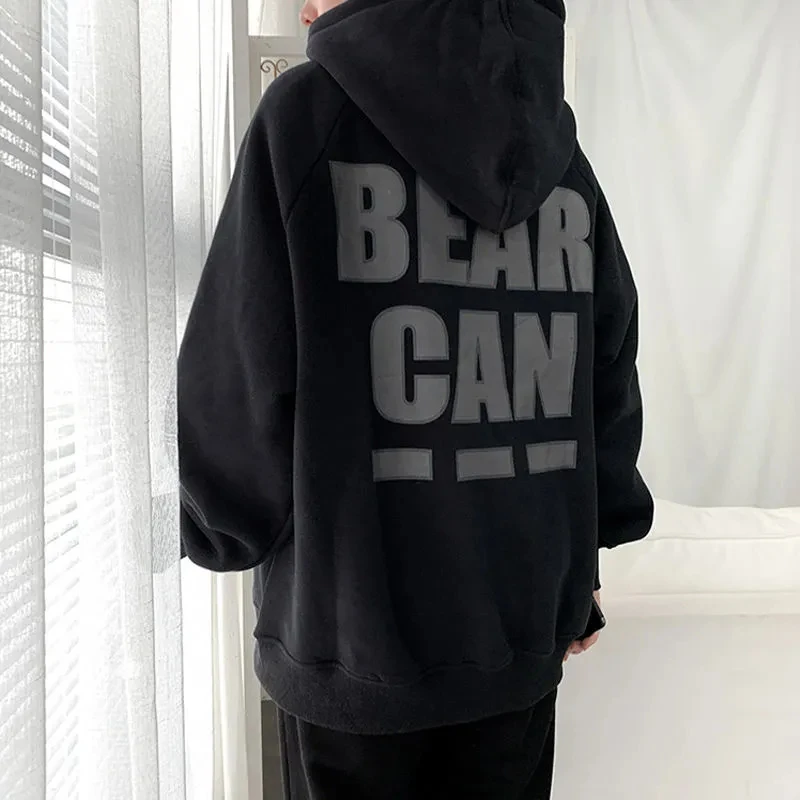 

hoodie for men autumn winter creative fleece and thick loose student original style pullover coat for men coat Korean fashion