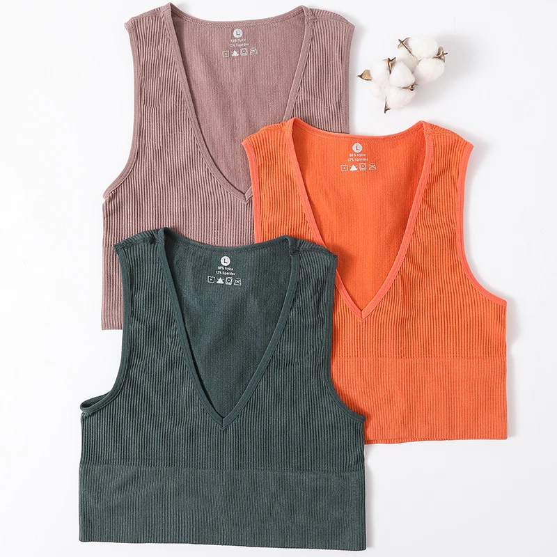 

Vintage Crop Top Women Seamless Underwear Sexy Lingerie Female Tanks Vest Harajuku Deep V Neck Summer Camis Crop Top Camisole