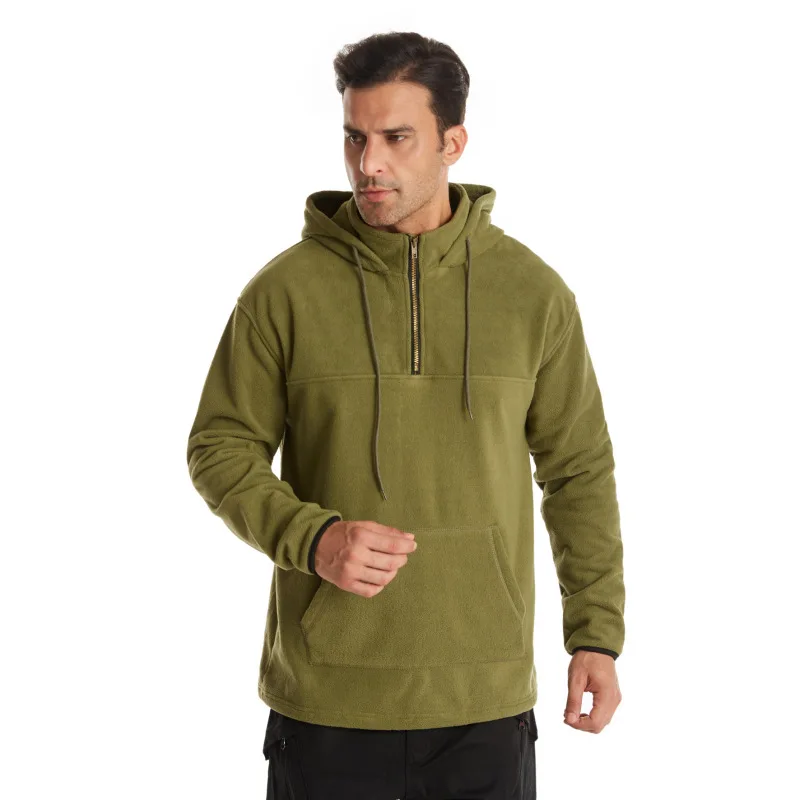 

Men Autumn and Winter Double-sided Polar Fleece Men's Sweaters European and American Plus Size Hoodies Outdoor Solid Color Coat