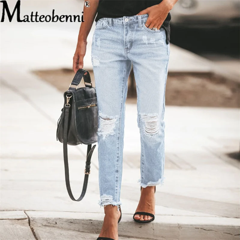 Винтажные Соблазнительные джинсы для мам с высокой талией 2021 женские рваные