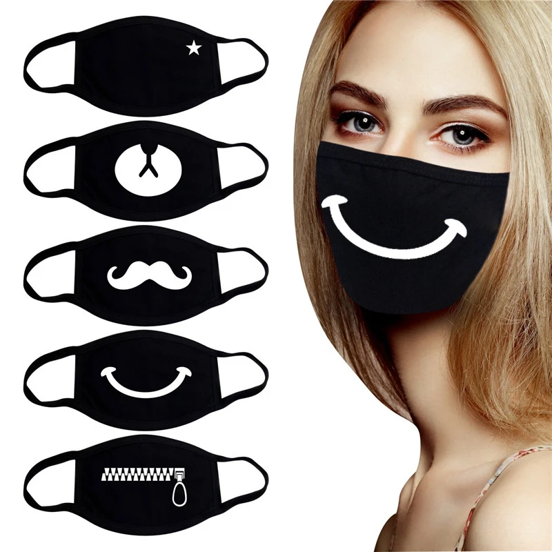 1 шт. хлопковая мультяшная маска дышащая антизапотевающая для рта смываемая