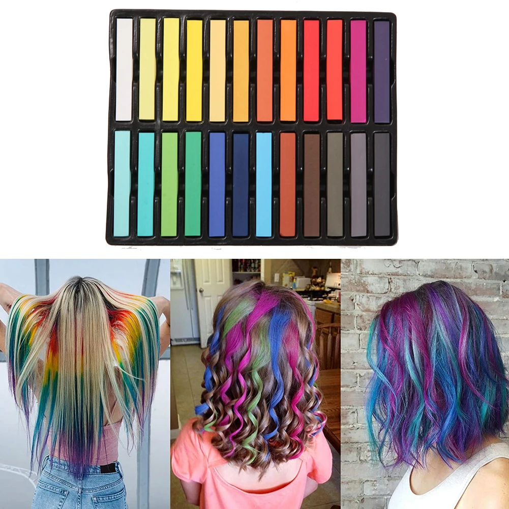 

Hair Chalk Dye Temporary Hair Chalk Colourful Hair Chalk Pastel Dye Washable 24 Color Hairdressing Tool Diy Makeup for Girls
